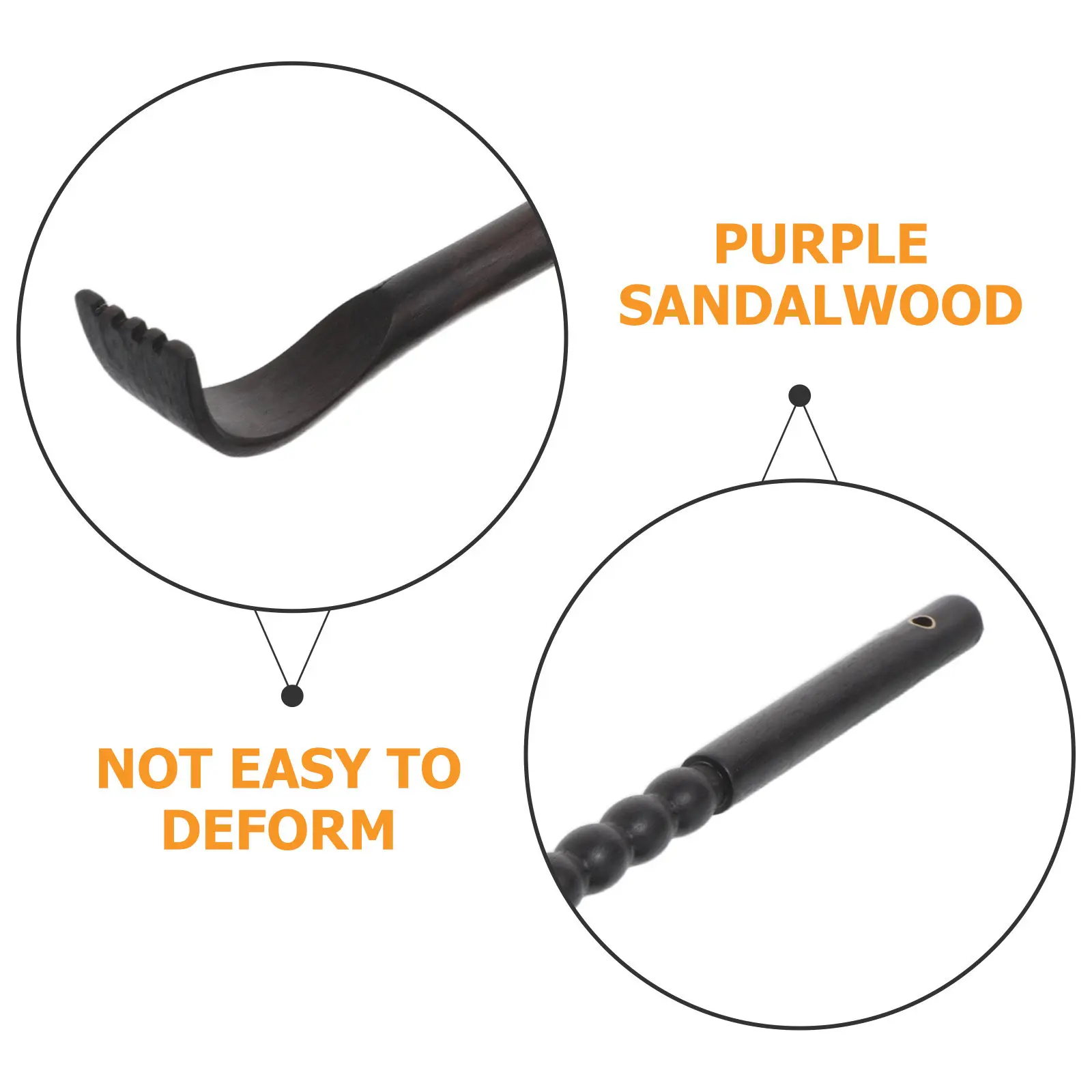 17.5 Inch Solid Ebony Wood Back Scratcher Manual Scratch Tool for Seniors Sensitive Skin Gentle Itch Relief Ergonomic Handle