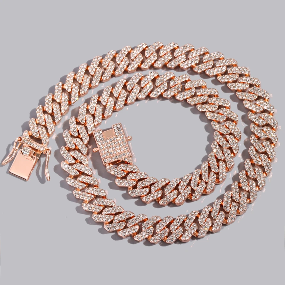 ローズゴールド iced out Miami necklace 20ミリ S4827beec56504d93bbe3886d36a15