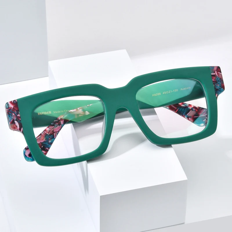 HEPIDEM Acetate Glasses Frame Men Oversize Big Size Square Eyeglasses Women Japanese Handmade Spectacles Thick Eyewear 9288