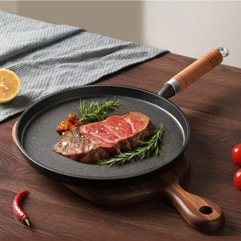 Sartén de hierro fundido para cocina, sartén antiadherente sin recubrimiento para huevos, panqueques, carne, utensilios de cocina