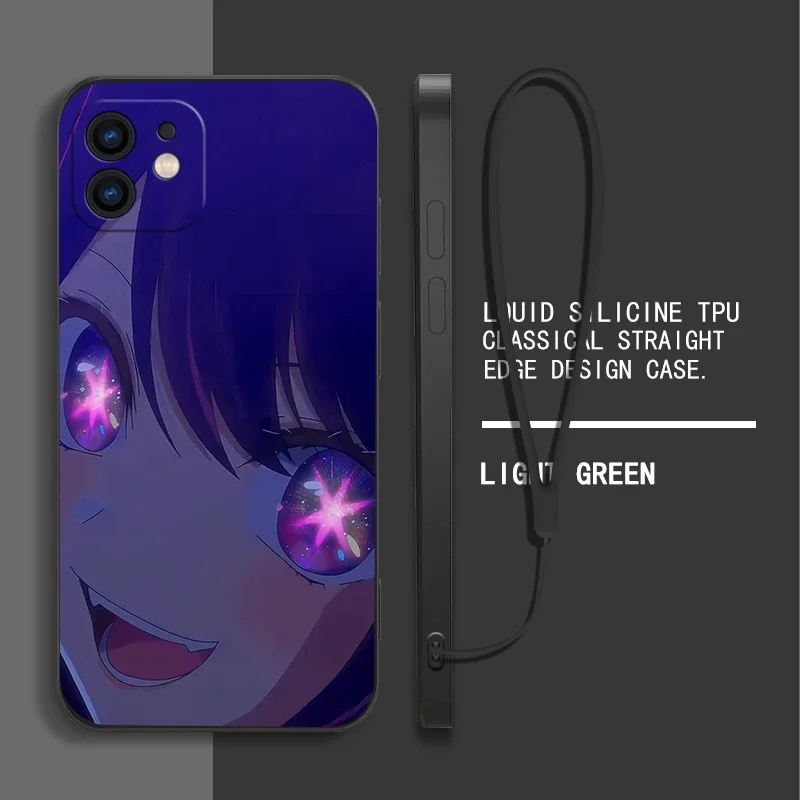 Anime Oshi no Ko Hoshino Ai Phone Case For Samsung Galaxy S24 S23 S22 S21 Ultra Plus FE S10 4G S9 Note 20 10 9 Plus With Lanyard