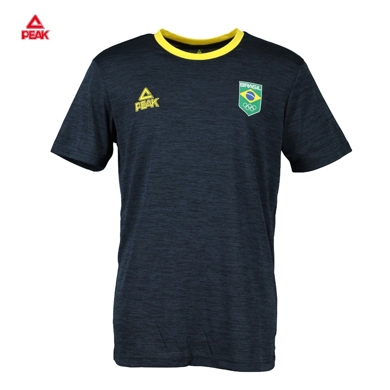 PEAK-Unisex Compressão Manga Curta T-Shirt, Corrida Esporte Camiseta, Ginásio de Fitness, Tops de Treino de Secagem Rápida, Novo, Original, 2024 Brasil Equipe