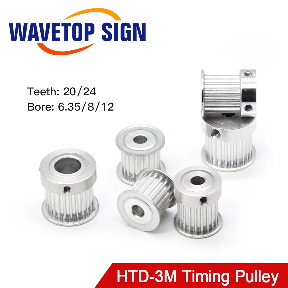 

Шкив ГРМ HTD-3M Синхронный зубчатый шкив 20 24 зуба Ширина 15 мм Отверстие 6,35 8 12 мм для DIY CO2 Лазерная гравировальная машина для резки