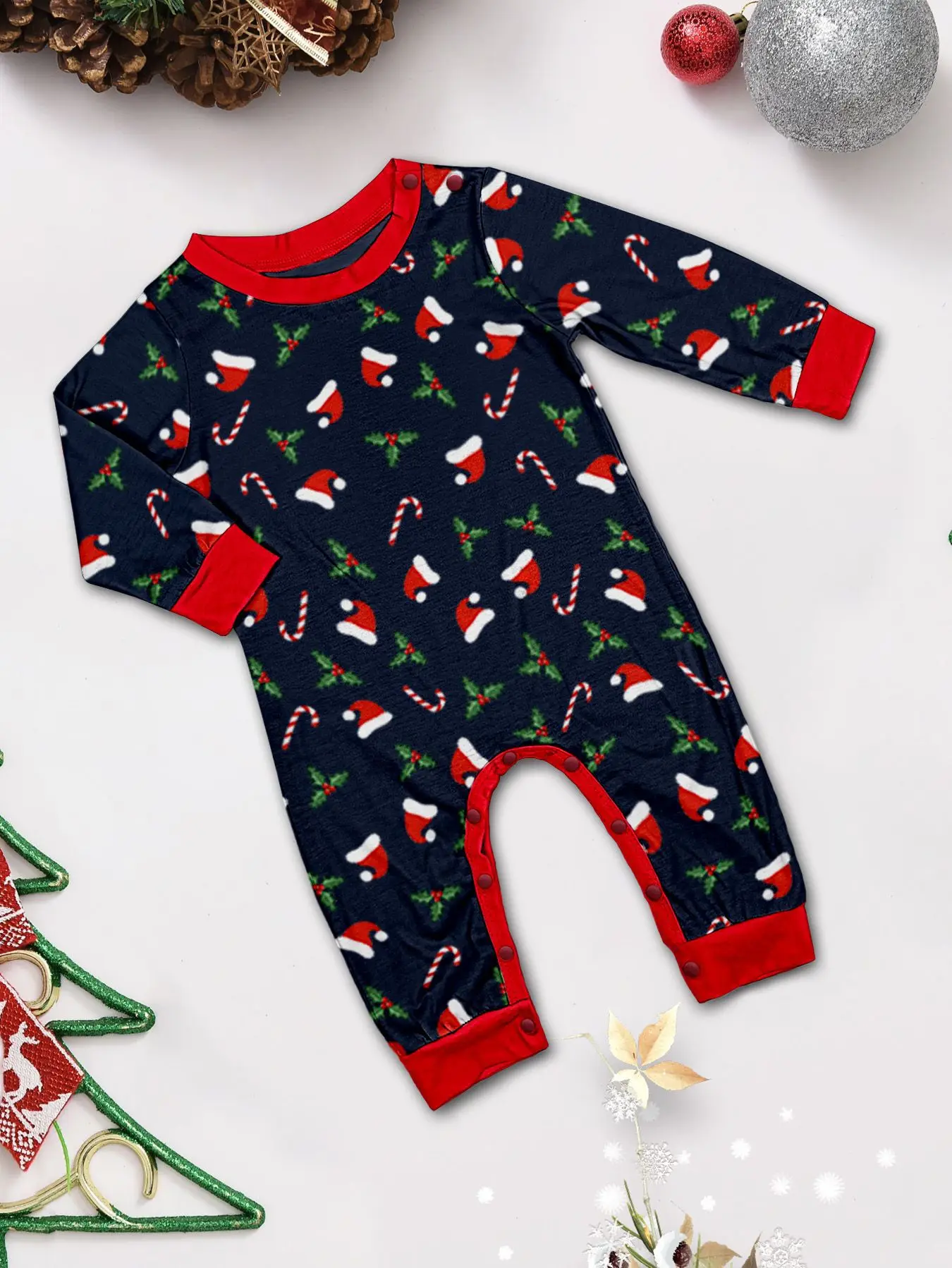 Christmas Family Matching Outfits Mother Father Kids Pajamas Set Santa Hat Print Loose Xmas Sleepwear Baby Romper Dog Clothes