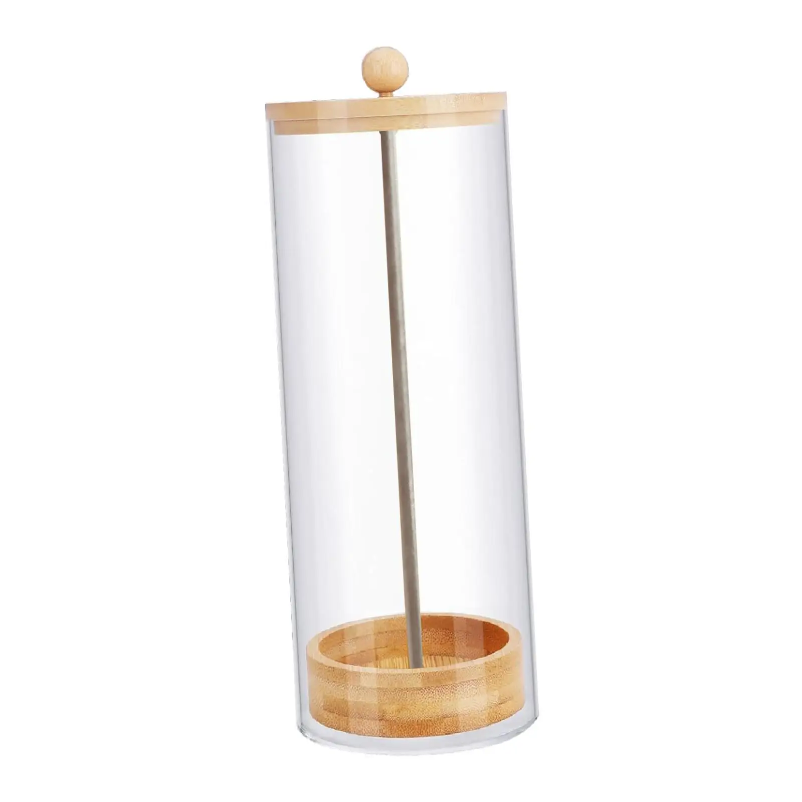 Drinking Straw Holder Dispenser with Lid Acrylic Wood Stainless Steel Straw Organizer for Café Dining Room