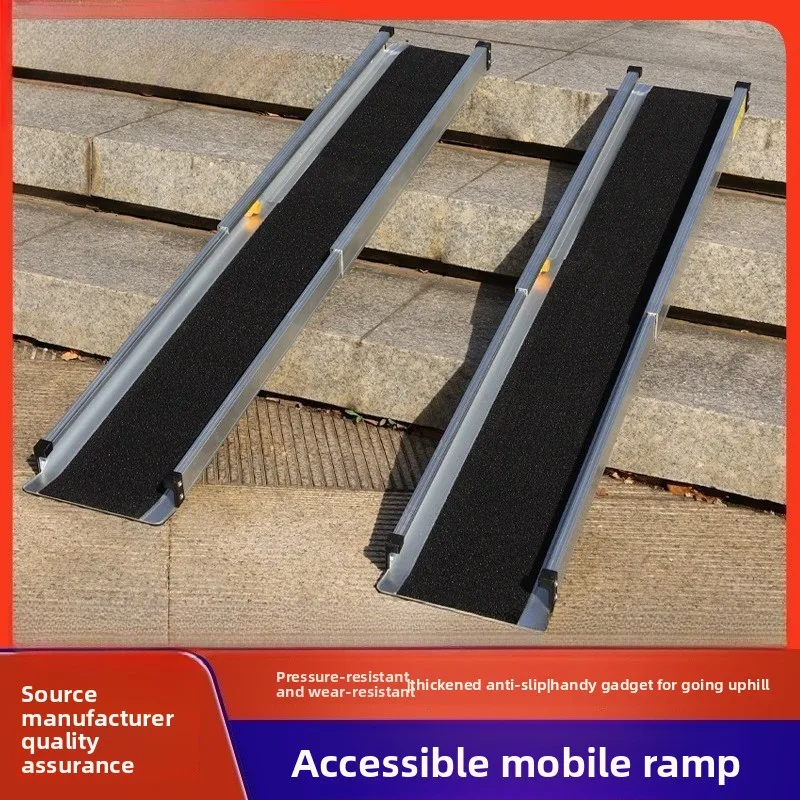 Portable Aluminum Wheelchair Ramp Foldable Non-Slip Mobility Scooter Threshold Ramp for Stairs Steps