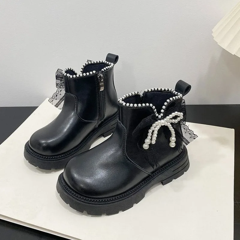 2026 Neue Herbst-Kinderstiefel: Warme Mädchen-Schleifenstiefel aus PU-Leder, Modische Kleinkind-Stiefel, Kinder-Schneeschuhe – Detail 5