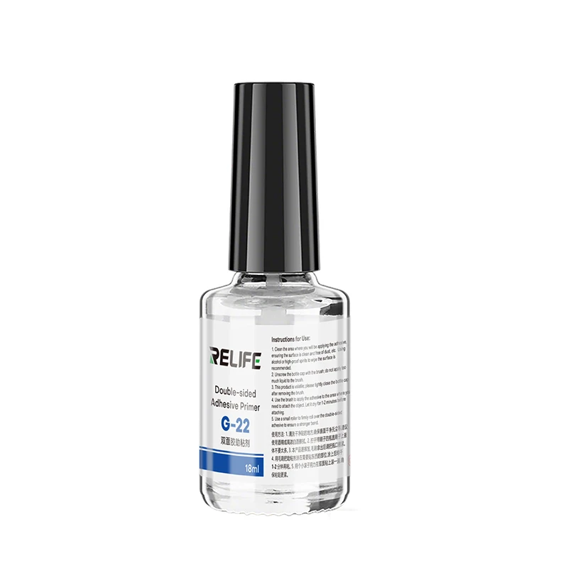 RELIFE G-22 18ml Doppelseitiger Klebstoffprimer mit integriertem Pinsel und Gewindeanschluss für die Reparatur von Telefonrahmen, Auto, Kunststoff und Glas