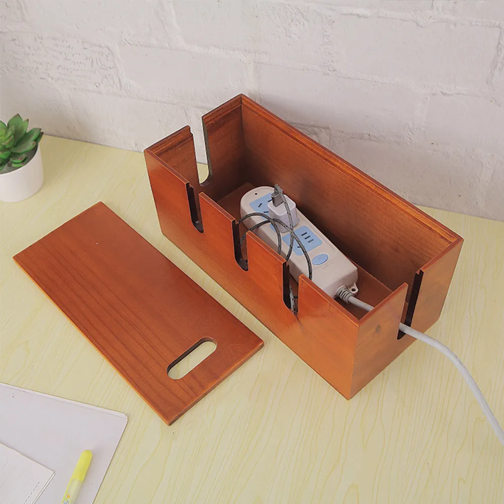 

Деревянный органайзер для кабелей, большой настольный бокс для проводов, чехол для удлинителя, органайзер для зарядных устройств, скрытый держатель для кабелей на стол