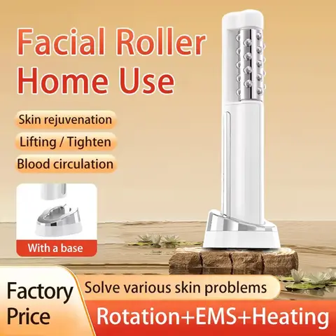 New Arrival 3D Electric 360 Rotation Roller Face Lifting Machine Heating Roller EMS Facial Vibrator Body Massager Skin Care Tool