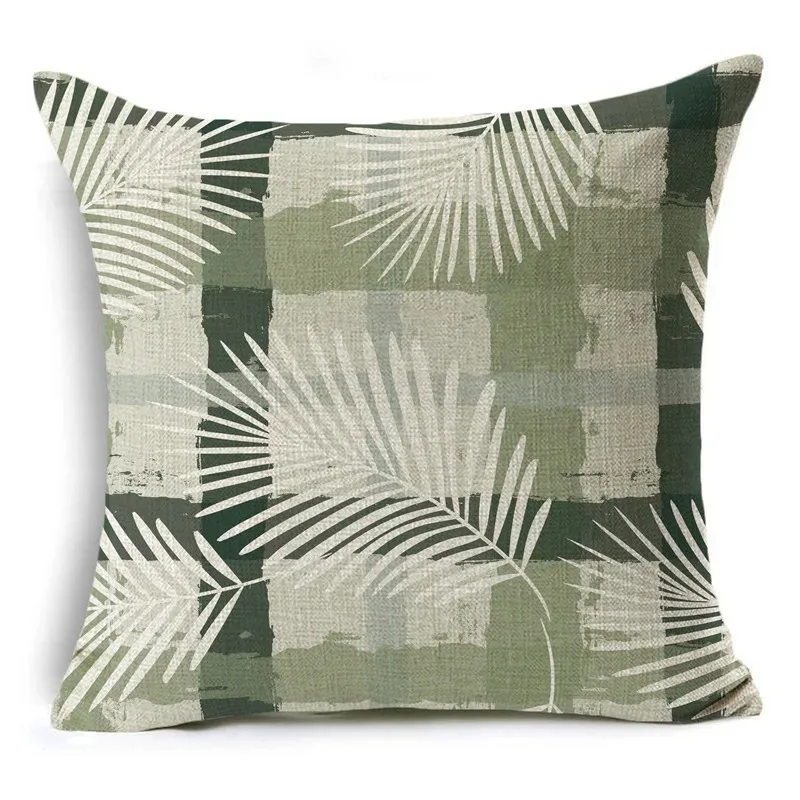 Green Pattern Decorative Cushion Cover Floral Pillow Cover for Car Sofa Decorative Pillow Cover Home Pillow