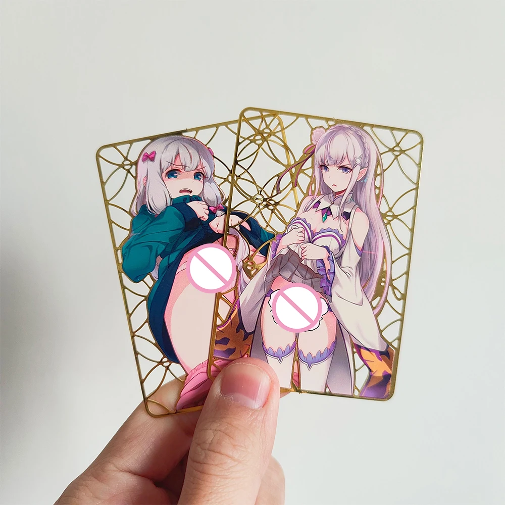 Re Life in a different world from zero Emilia Izumi Sagiri 2PCS/SET Metal cut-out engraved collectible card holiday gifts