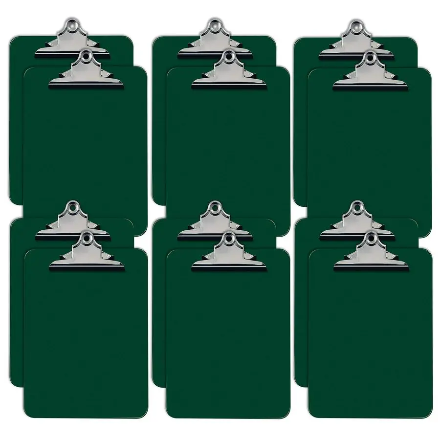 

Green Plastic Clipboards, 12 Pack, Durable, 12.5 x 9 Inch, Standard Metal Clip, Green, Set of 12