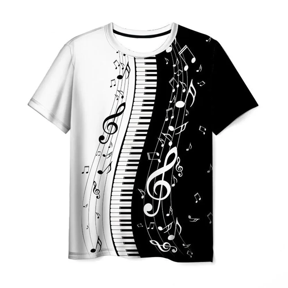 New Printed Piano music 3d t shirts  tees summer funny Harajuku short sleeve Musical instrument streetwear