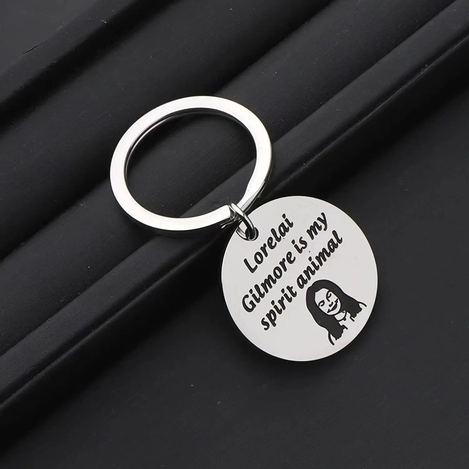 Gilmore Girls Keychain Stainless Steel English Slogan Lorelai Gilmore is My Spirit Animal Keychain Bag Pendant Gift for Daughter