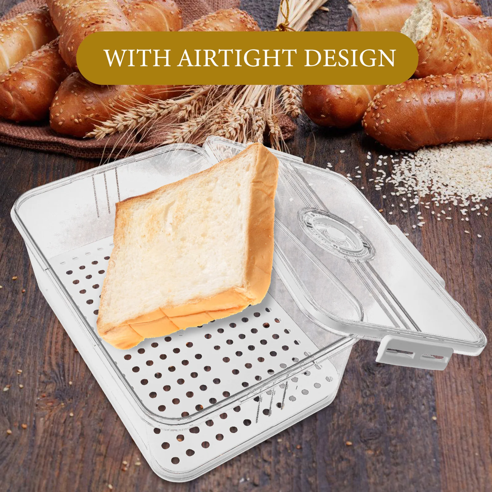 

Airtight Bread Transparent Reusable Plastic Time Recording Lid Kitchen Countertop Storage Case For Freshness Keeping Fridge