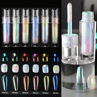 Aurora Liquid Mirror Powder Pigment with Brush Moonshine Powder Nail Art Glitter DIY Holographic Nail Art Decorations Manicure