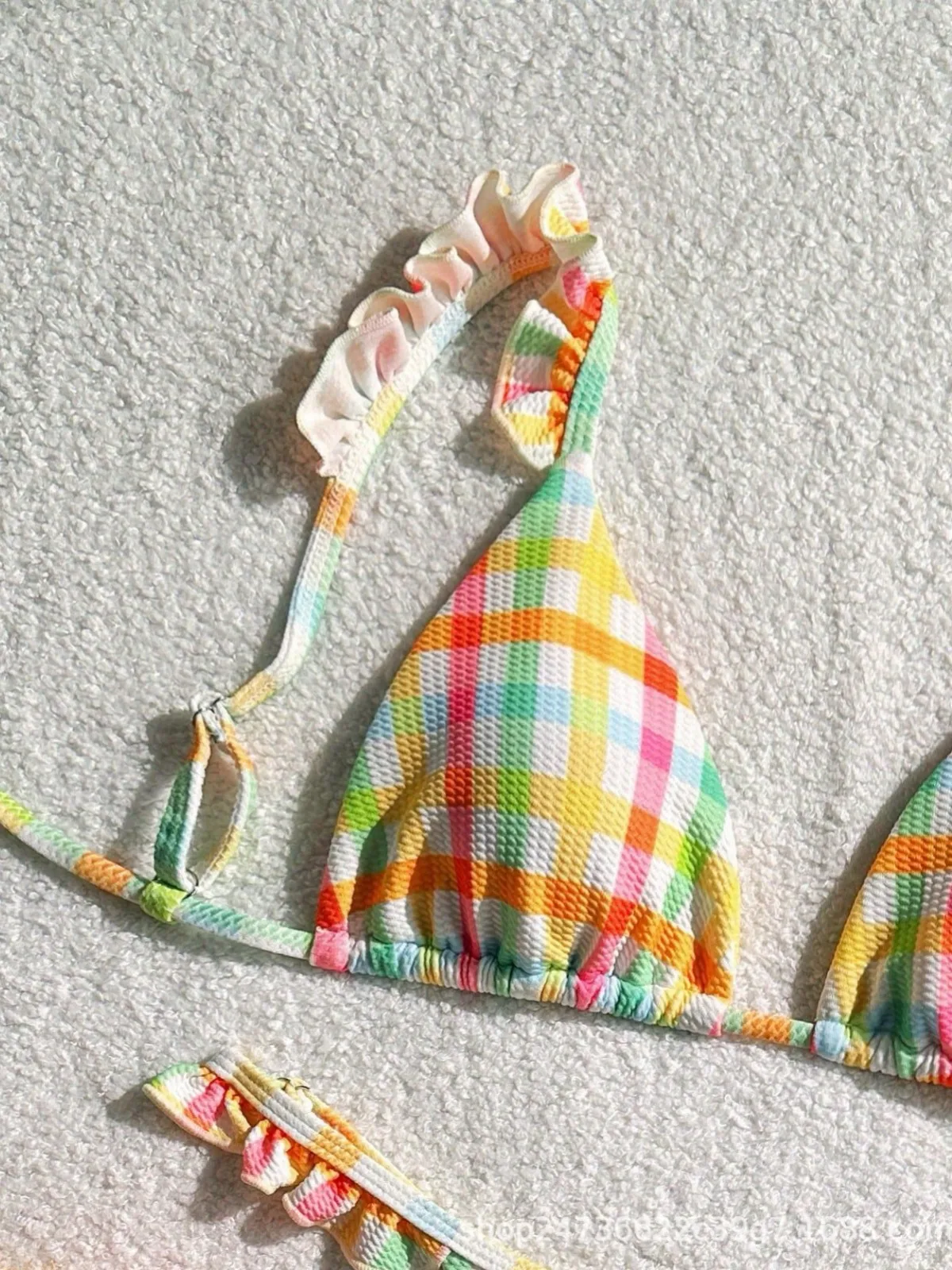 2025 Summer Sexy Bikini Set Women's Floral Lace Grid Tie Side Swimsuit Beach Two Piece Bathing Suit Push Up High Waisted Suit