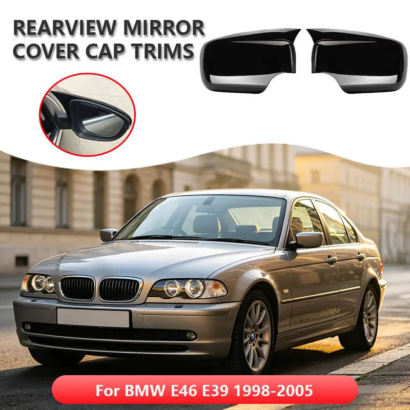 For BMW 3 Series E46 1998-2005 E39 1996-2003 LHD Car Sticker Rearview Side Mirror Cover Wing Cap Exterior Rear View Case Trim