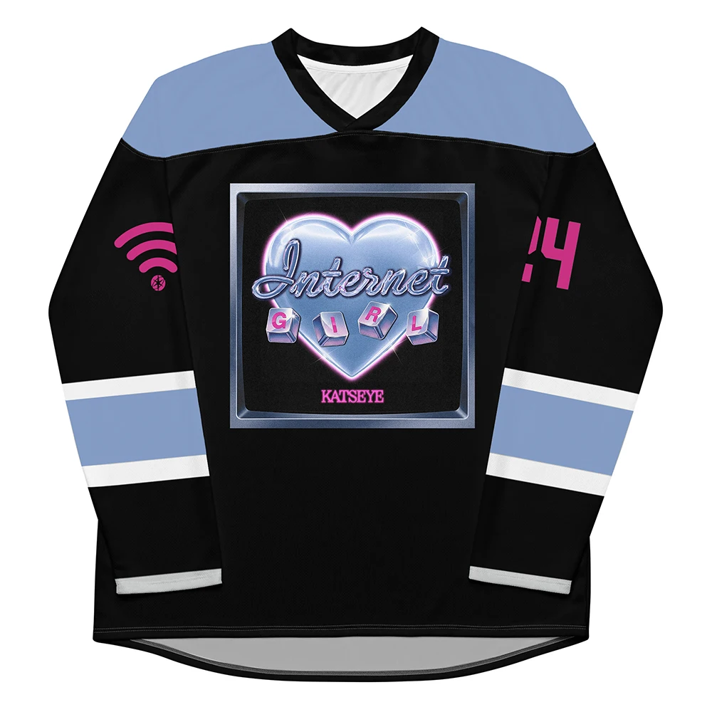 

KATSEYE Internet Girl Hockey Jersey Women Men Clothing Long Sleeve Loose Casual Female T Shirt Korean Girls' Band Design Tees