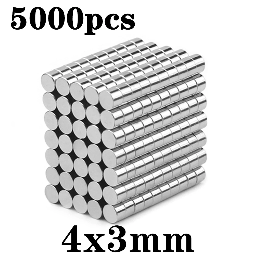 

5000pcs Neodymium N35 Dia 4x3 mm Strong Magnets Tiny Disc NdFeB Rare Earth For Crafts Models Fridge Sticking magnet 4x3mm