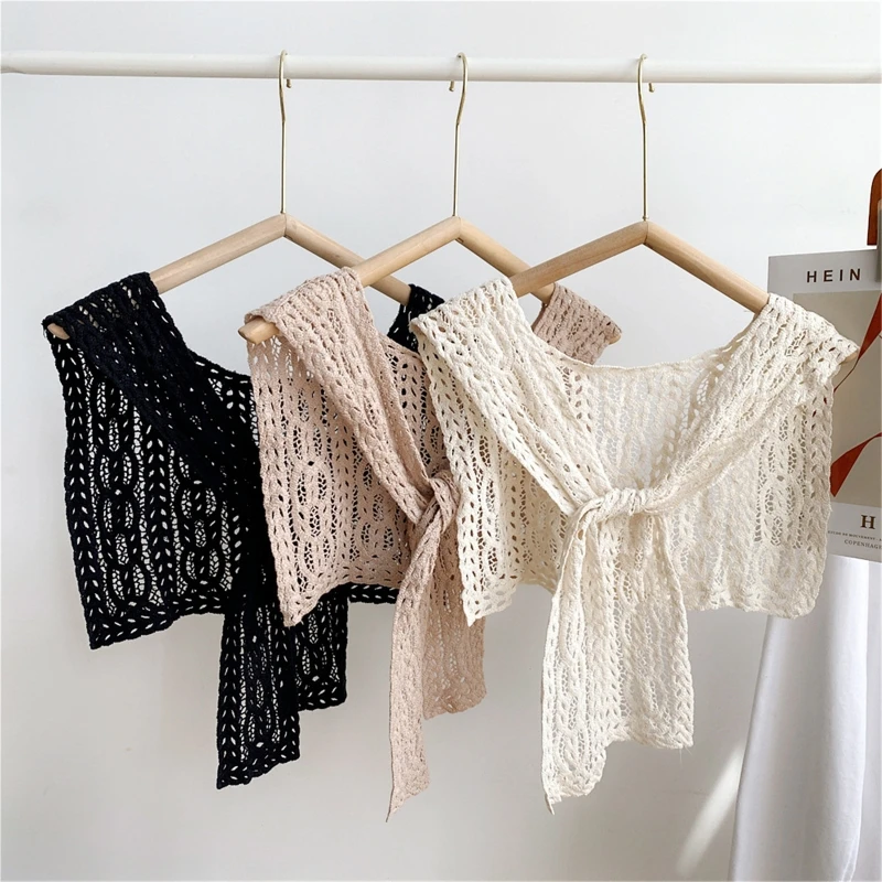 Cotton Shoulder Wrap Crochet Shawl Shrug Scarf Triangular Shawl Scarf Echarpe Scarves Women Ponchos Capes M6CD