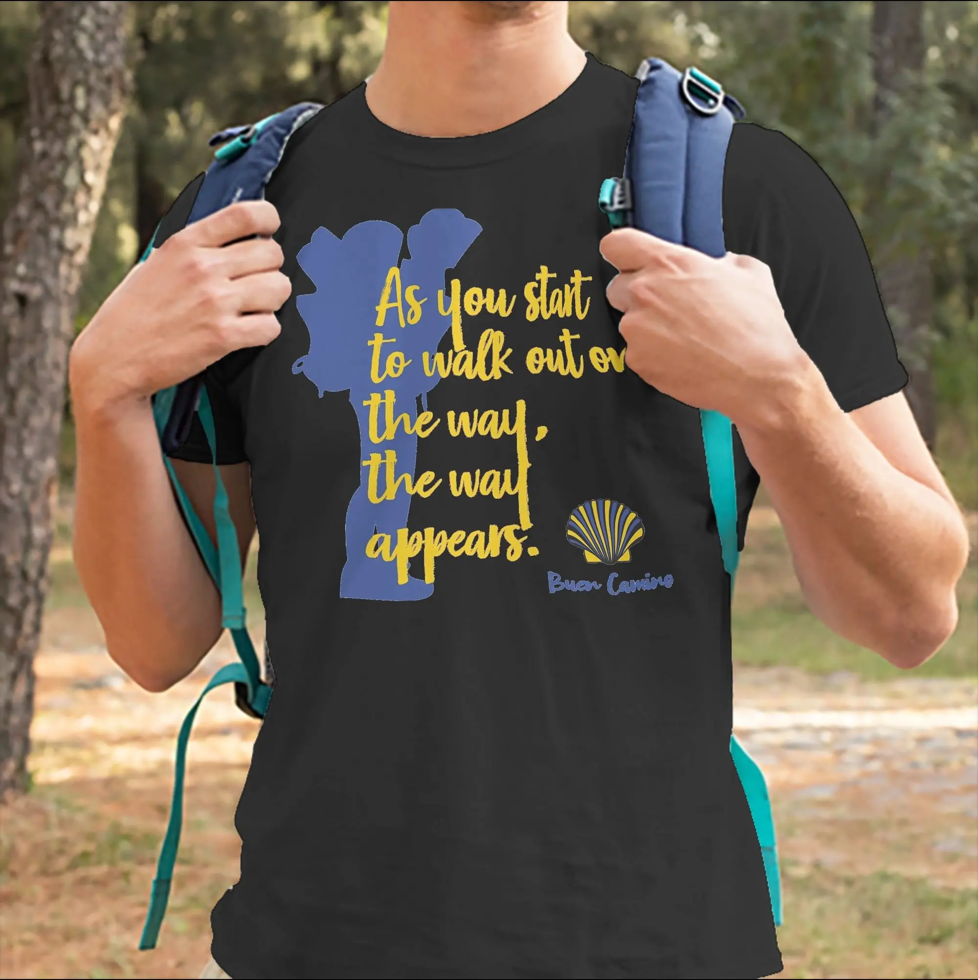 As you start to walk out on the way Camino de Santiago T Shirts Men Cotton T-Shirt Round Neck Tee Shirt Short Sleeve Clothes