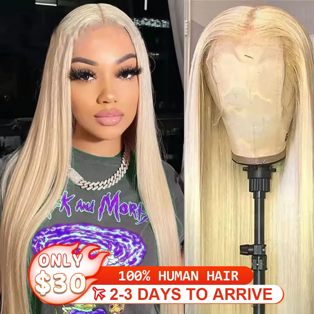 

13X6 HD Straight 613 Blonde 250% Density Lace Front Wig Human Hair Brazilian Transparent 13X4 Lace Frontal Wigs For Black Women
