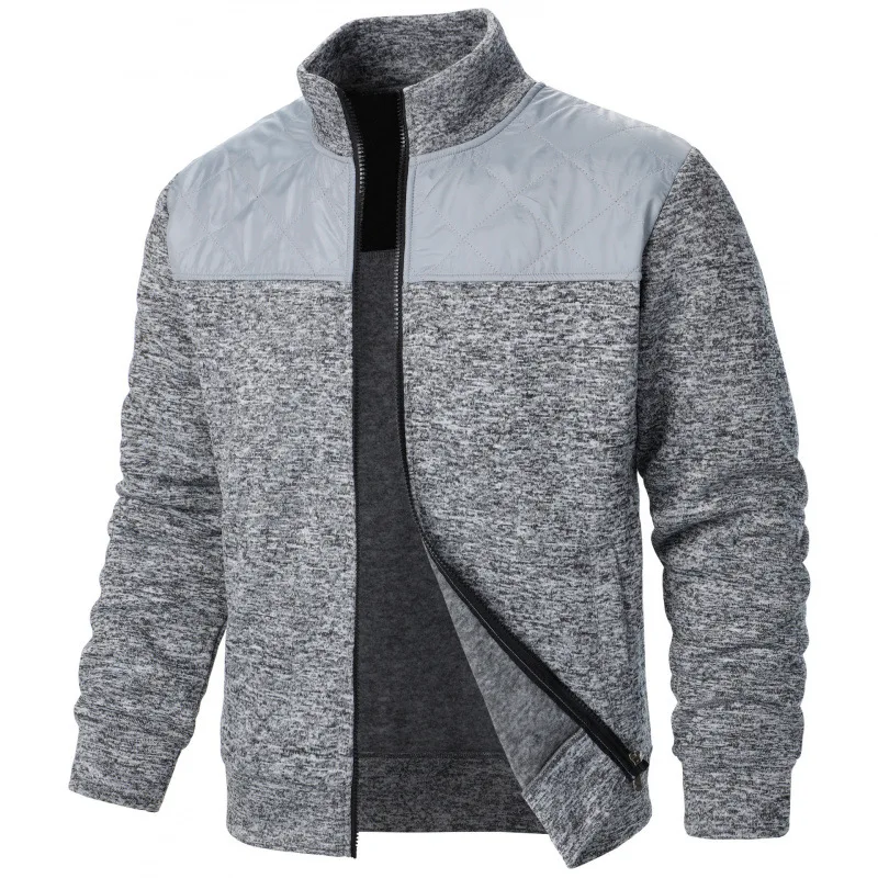 Man Coat Spring Autumn Patchwork Contrast Color Stand Collar Male Jacket Simple Long Sleeve Casual Versatile Men Outerwear