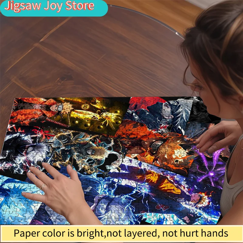 

A Naruto Jigsaw Puzzle Made from Sturdy White Cardstock, Featuring an Anime Ninja Art Design. This Portable Rectangular Puzzl