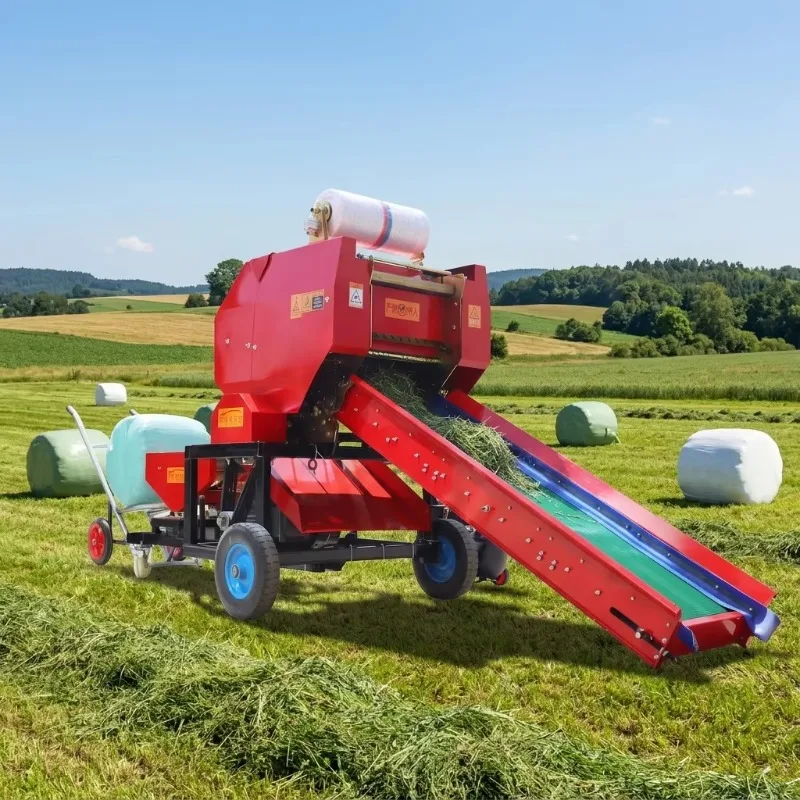 Heavy Duty Round Silage Baler High Capacity Corn Stalk Baling Machine with Bale Wrapper for Field Packing
