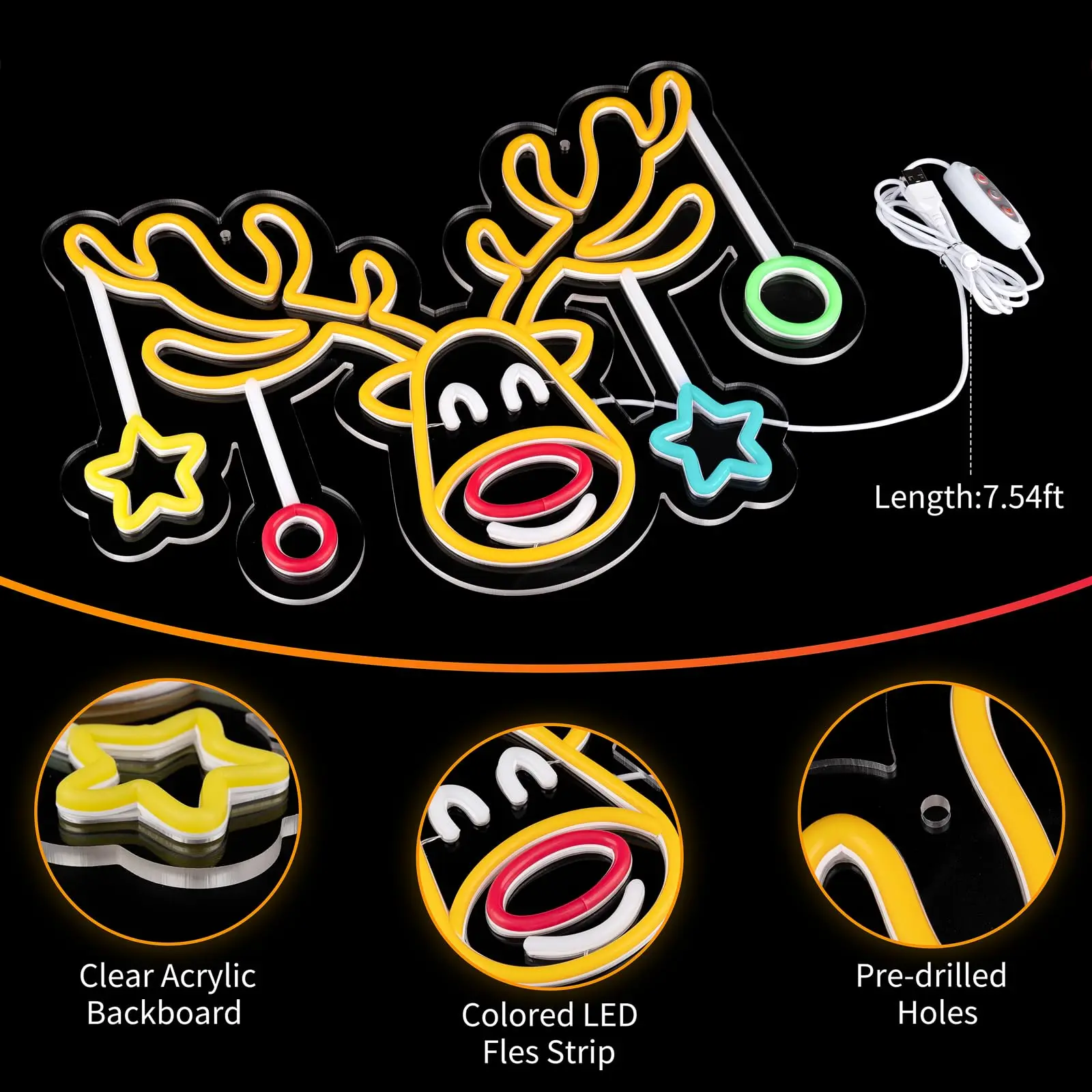 عيد الميلاد الأيائل النيون أدى أضواء عيد ميلاد سعيد الغزلان تسجيل زينة لغرفة النوم الشتاء المنزل عطلة حزب هدايا الاطفال