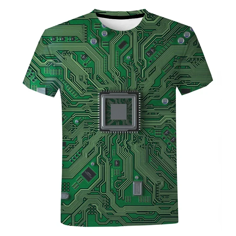 New Summer Computer Cpu Core Circuit Board 3d Printing T-shirt Men\'s Women\'s Fashion Casual Short-sleeved Cool Breathable Tops