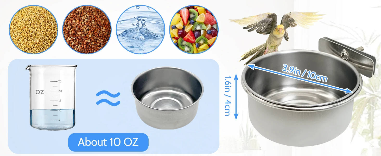 2PCS Bird Cage Water Bowl