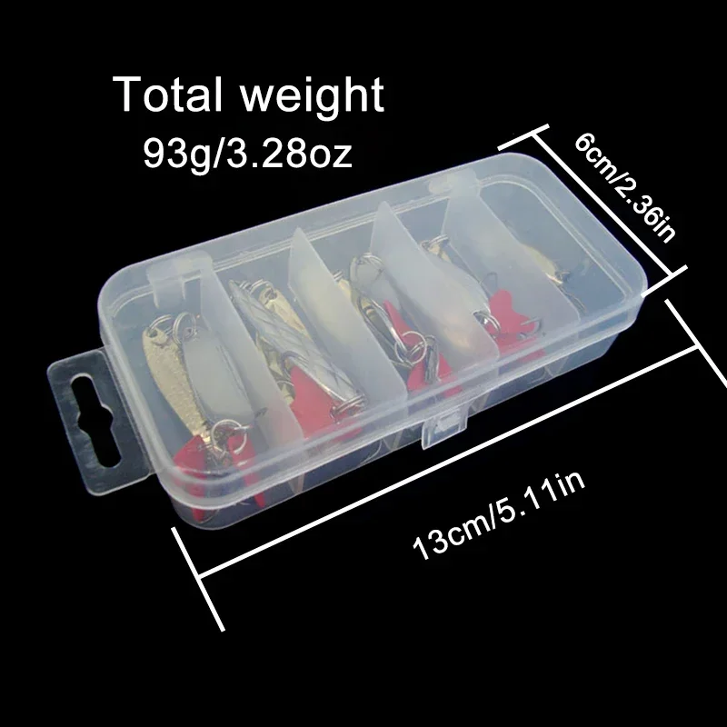 

10/20pcs Fishing Metal Spoon Lure Kit Set Gold Silver Baits Sequins Spinner Lures with Box Treble Hooks Fishing Tackle Gear