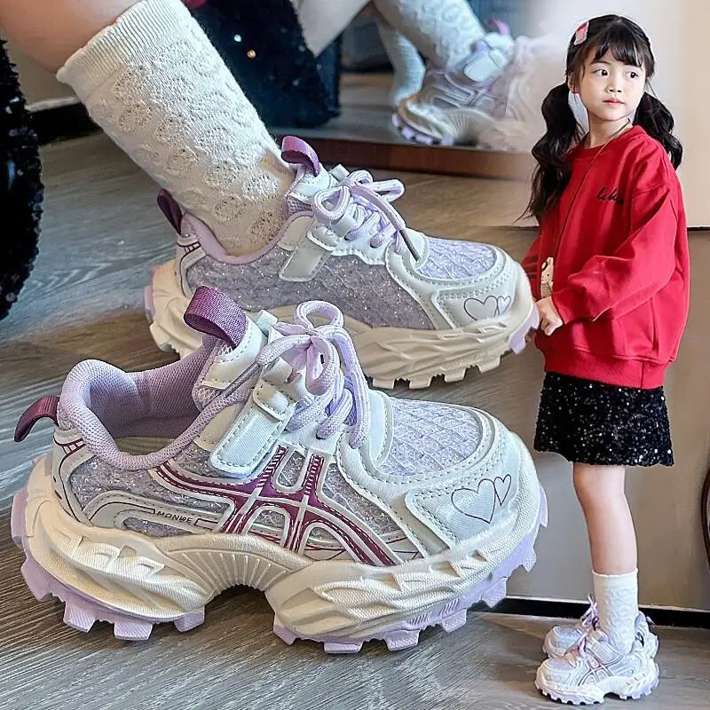 

Популярная повседневная обувь Kawaii, модная детская обувь, обувь для папы для девочек, новинка 2023 года, весенне-осенние дышащие кроссовки на мягкой подошве, милые кроссовки