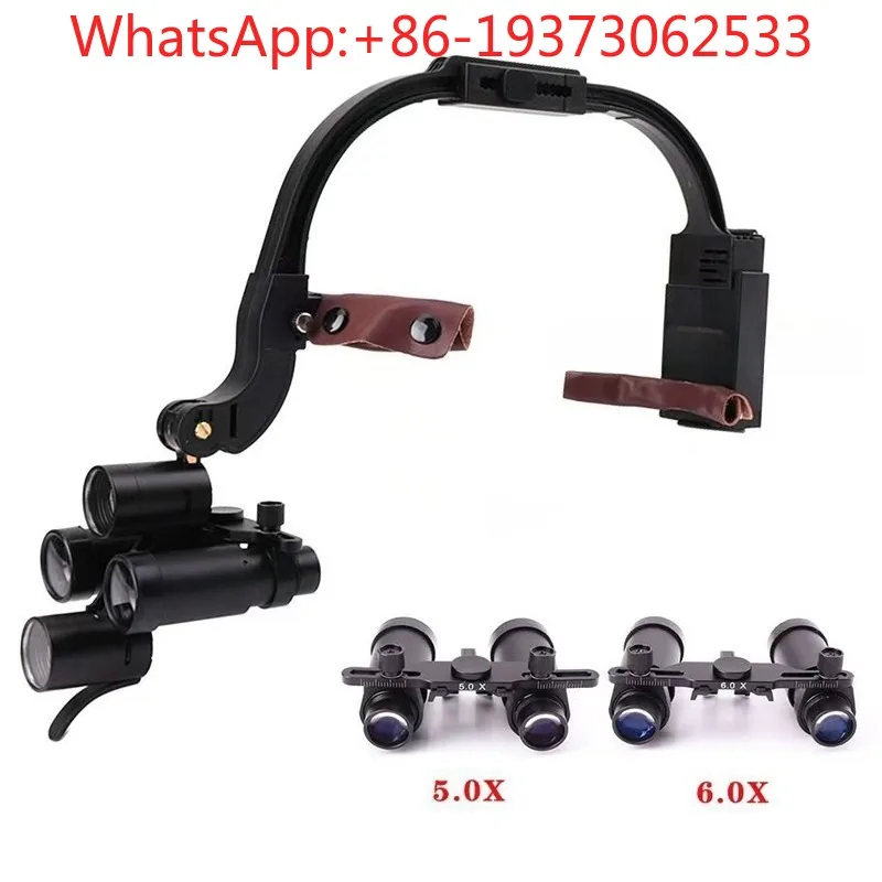 Head-mounted Binocular High Magnifying Glass Dental Double Lamp Shadowless Condenser
