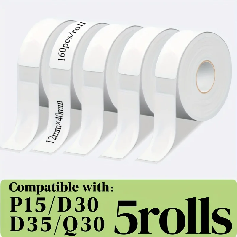 

5 Rolls of 800 Labels, Suitable for P15 Thermal Self-Adhesive Labels, Black Text on White Background, (12Mmx40Mm/1.19X3.99cm)