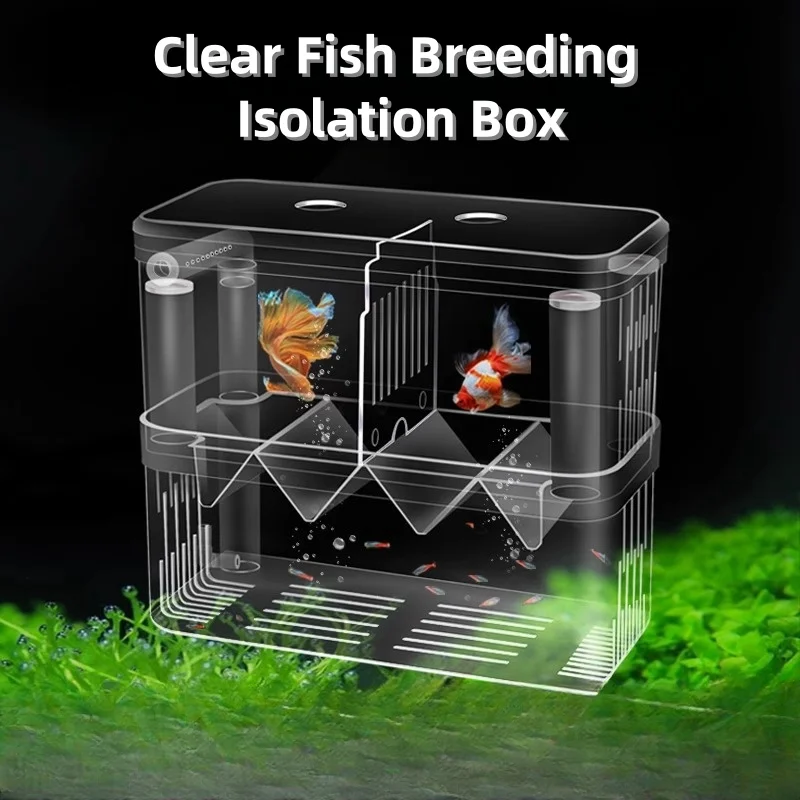 Double-Deck Clear Fish Breeding Isolation Box Aquarium Breeder Fish Tank Hatching Incubator Fish House Home acuario