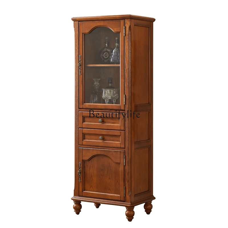 

All Solid Wood Wine Cabinet casual Single Door retro Living Room Wall-Mounted Small Wine Cabinet
