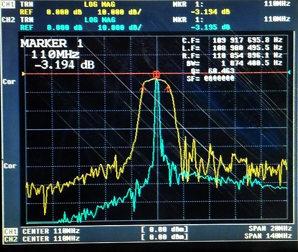 110MHz RF Coaxial Bandpass SAW Filter, Bandwidth 2MHz,SMA Interface