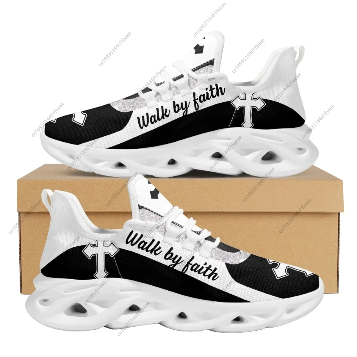 

Custom Faith Hope Love Print Cross Design Female Running Shoes Lace-up Walking Sneakers Lightweight Round Toe Swing Shoes