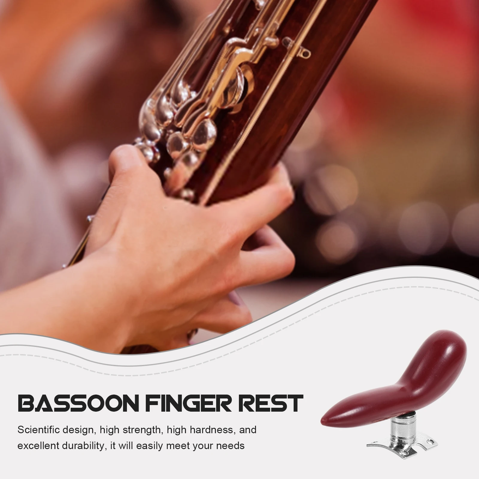 

Bassoon Hand Mount Thumb Rest Detachable Design Easy Cleaning Stable Plated Base High Strength Durability Comfortable Playing