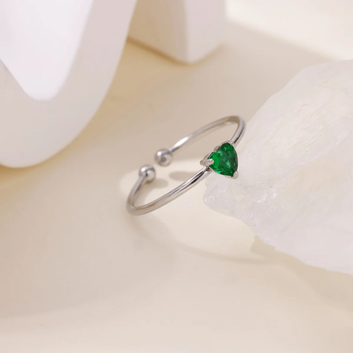 Women's Stainless Steel Heart Ring with Tiny Zircon, Gift Idea