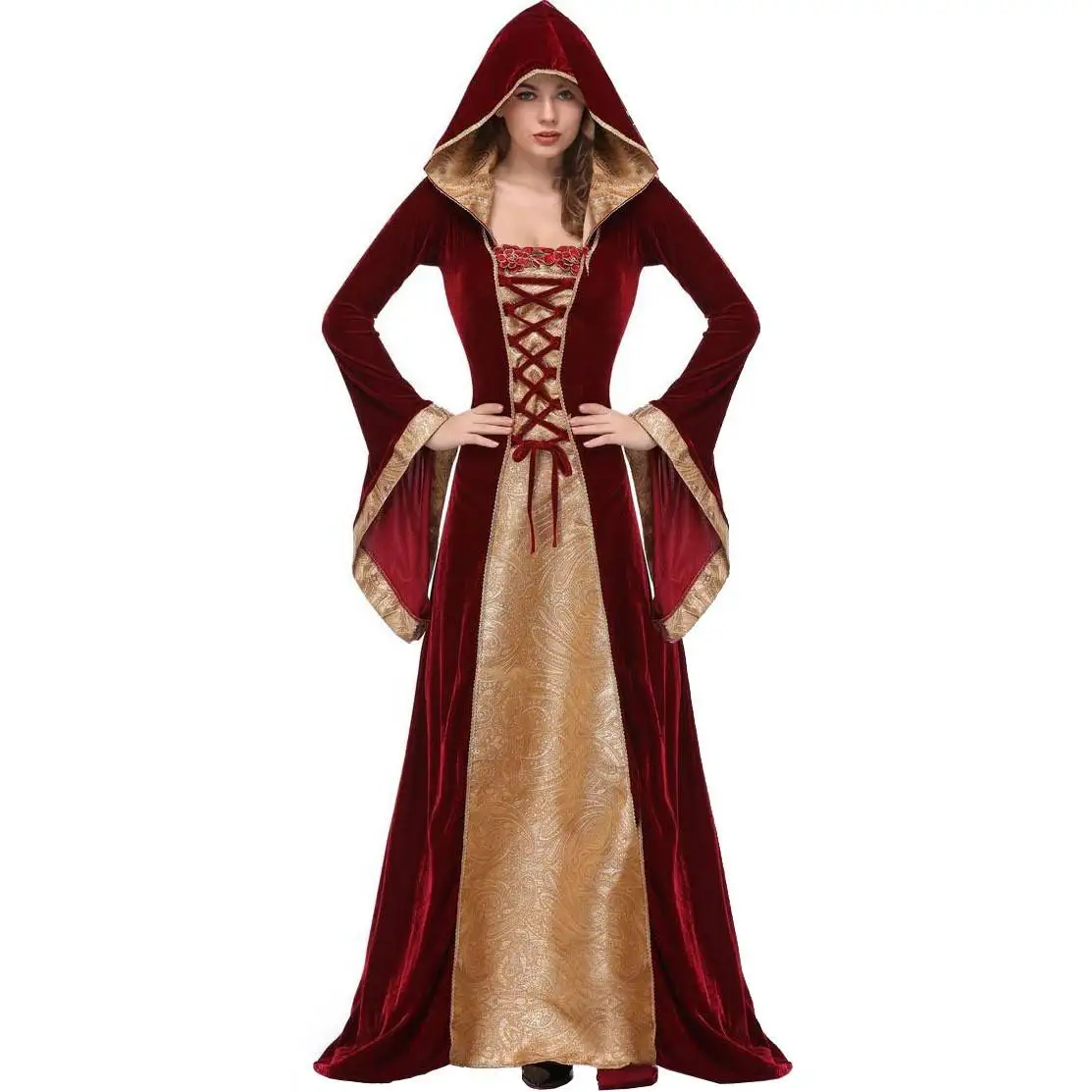 

loween Vintage Medieval Court Princ Dr Queen Ball Gown Robe Women's Costume Traditional Ethnic Stage Performance Wear