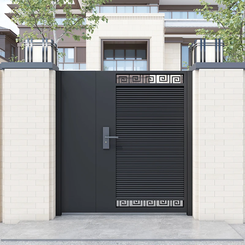 

Aluminum alloy courtyard gate, yard gate, villa outdoor electric double-opening iron door, garden, rural self-built house gate