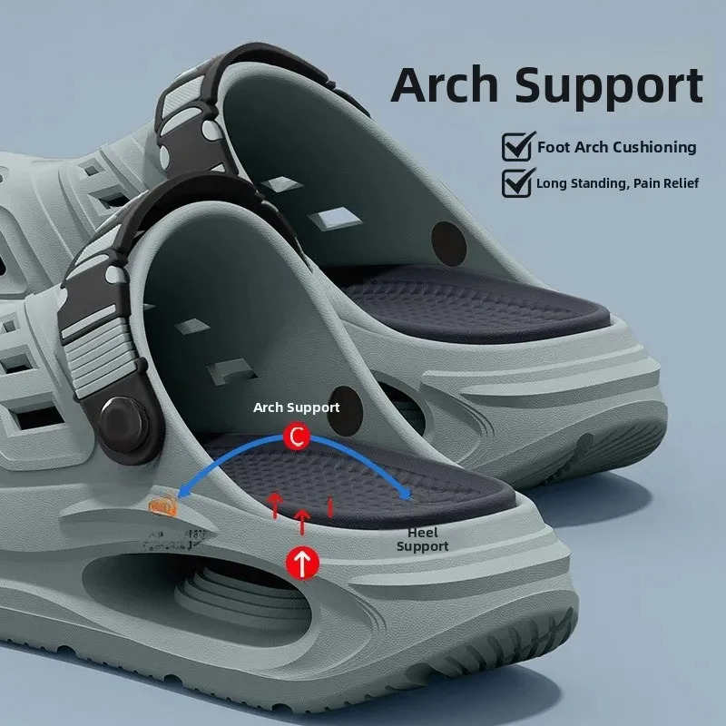 Men's Special Arch Support Hole Hole Shoes Summer Outdoor Wear Long Standing Not Tired Foot Anti-Slip Deodorant Slippers