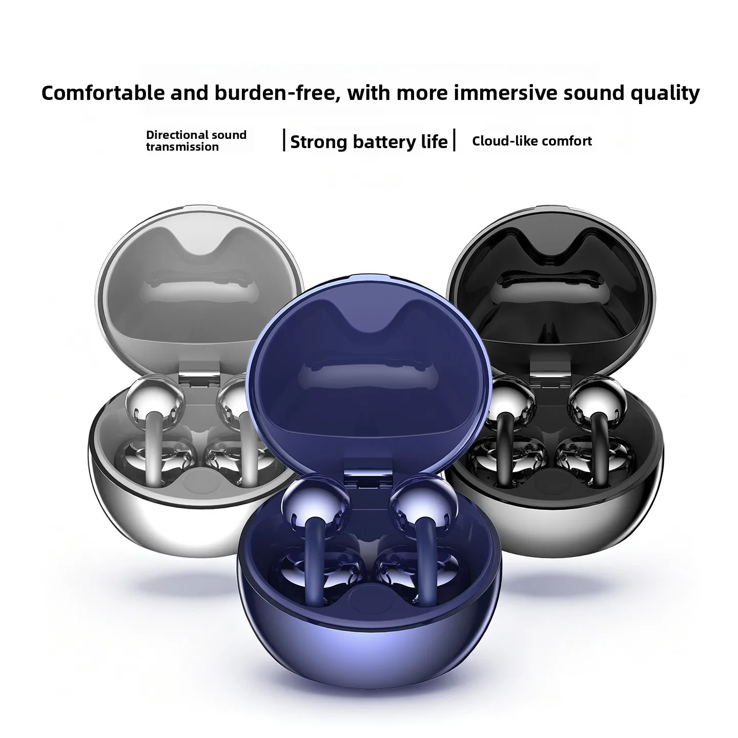 Bluetooth Earbuds Clip-On, Comfortable Non-In-Ear Design, Extended Battery Life, For Long Listening Sessions and On-the-Go Use