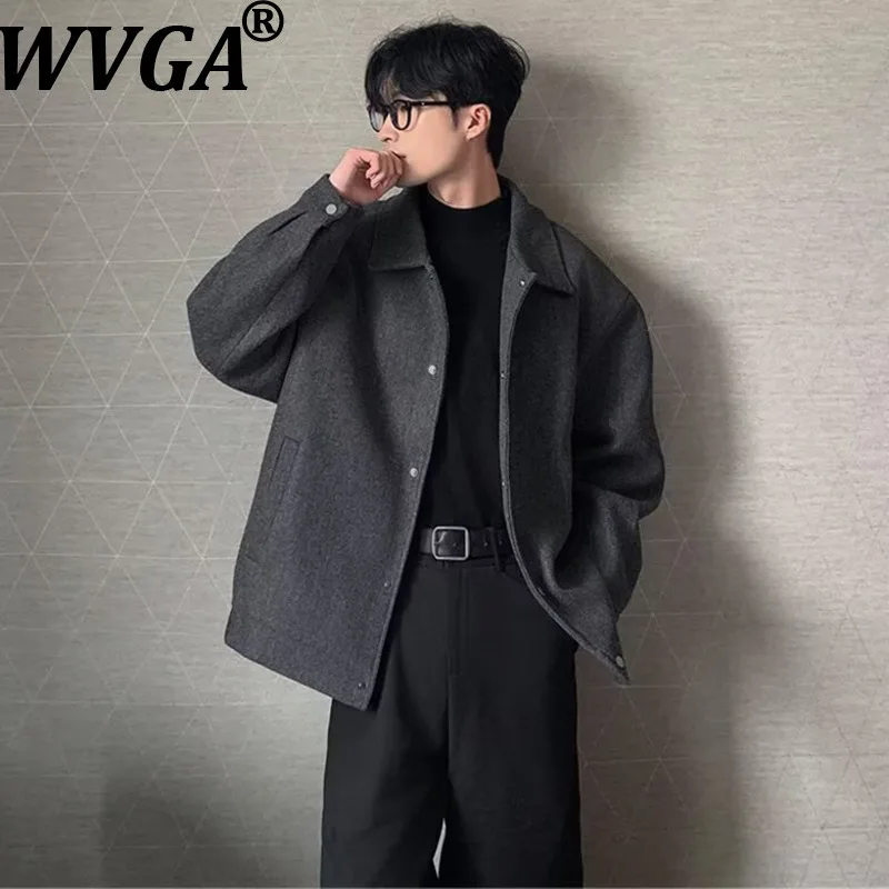 

WVGA осень-зима новые мужские шерстяные короткие куртки с отложным воротником мужские короткие утолщенные нишевые шикарные повседневные пальто Ins Y2K W14172