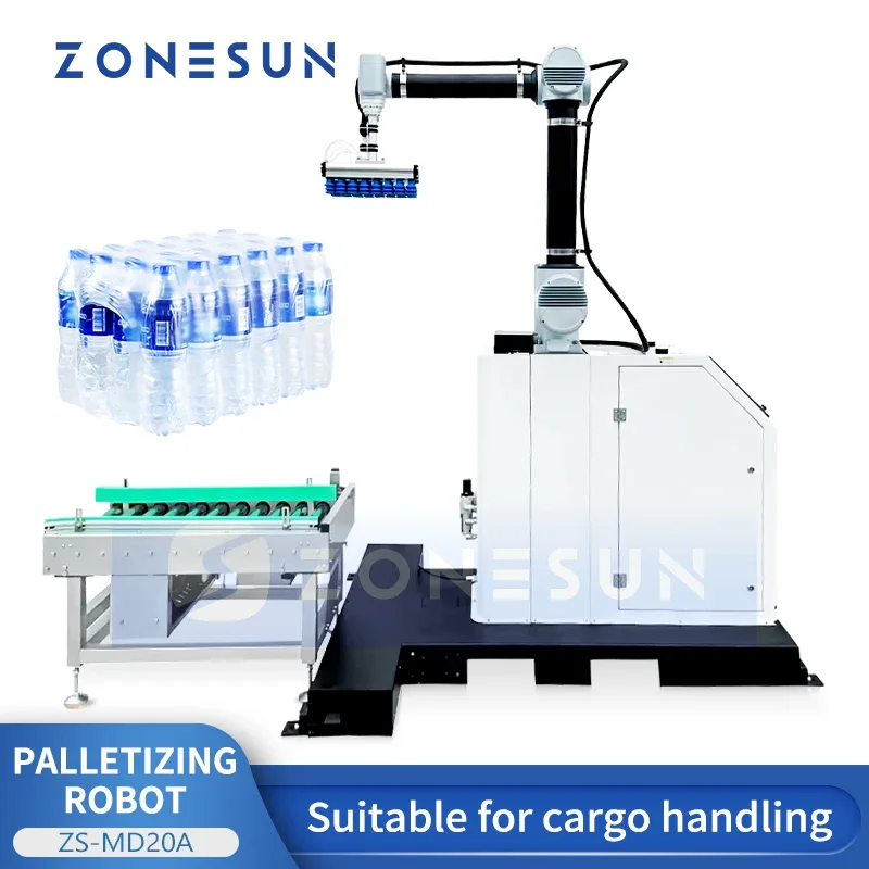 ZONESUN Robotic Palletizer Automatic Palletizing Machine Articulated Robot Arm Sorting and Stacking Goods Onto Pallets ZS-MD20A